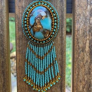 Handmade beaded cabachon with beaded rope